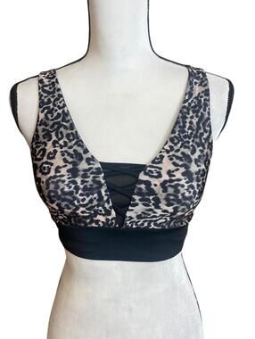 Jessica Simpson leopard print sports bra small
